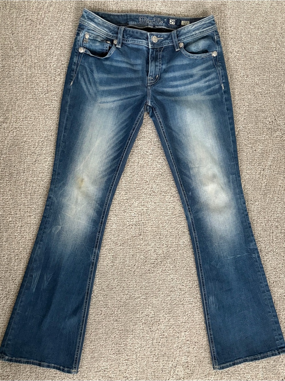 Miss Me Distressed Dark Blue Bootcut Jeans